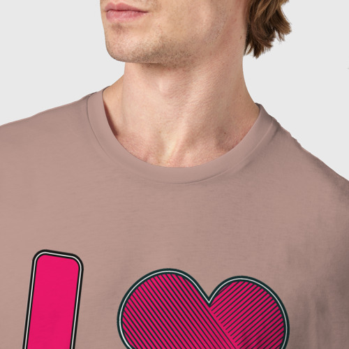 Мужская футболка хлопок Я люблю жену - надпись и сердце, цвет пыльно-розовый - фото 6