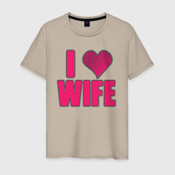 Мужская футболка хлопок Я люблю жену - надпись и сердце