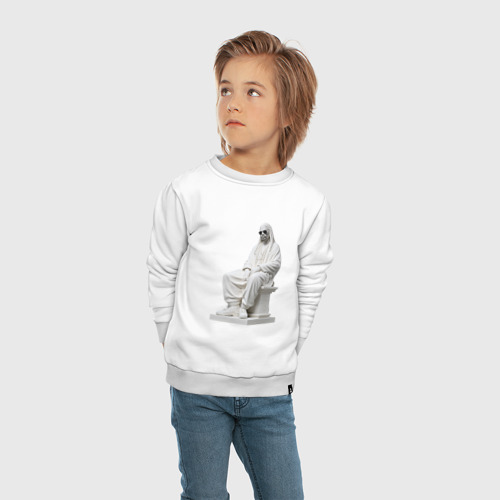 Детский свитшот хлопок с принтом Статуя рэпера Снуп Дога, вид сбоку #3