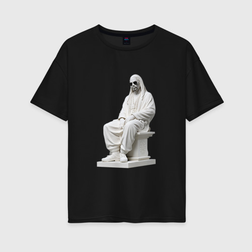 Женская футболка хлопок Oversize с принтом Статуя рэпера Снуп Дога, вид спереди #2