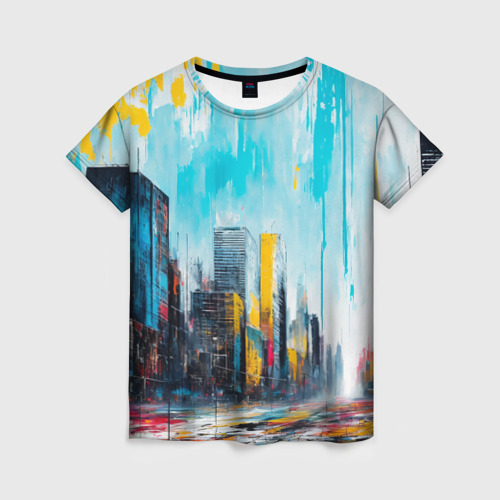 Женская футболка 3D с принтом Палитра города, вид спереди #2