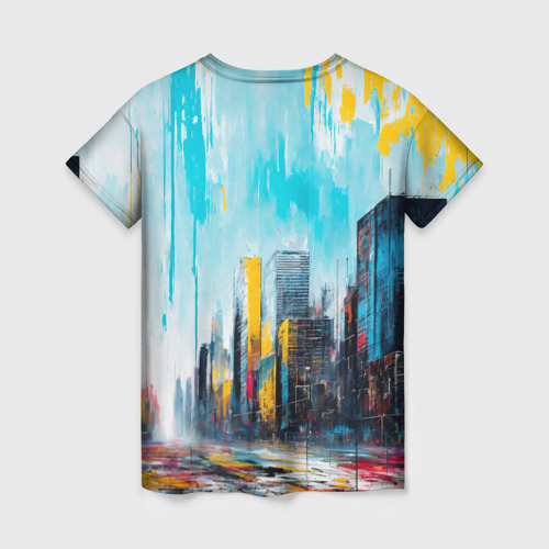 Женская футболка 3D с принтом Палитра города, вид сзади #1