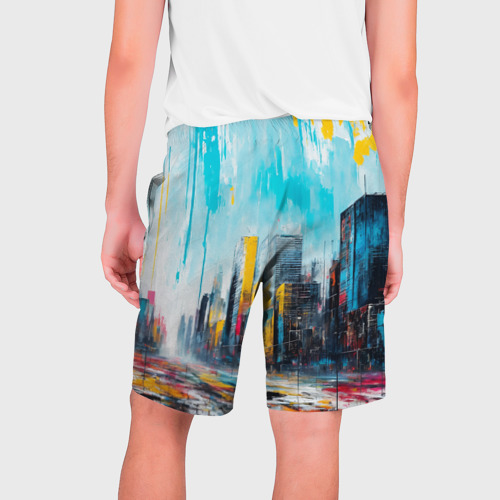 Мужские шорты 3D с принтом Палитра города, вид сзади #1