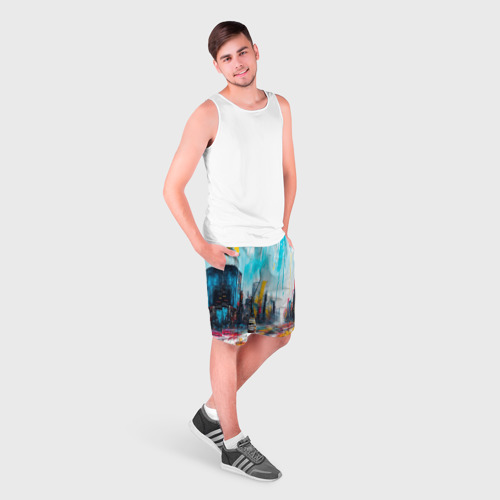 Мужские шорты 3D с принтом Палитра города, фото на моделе #1