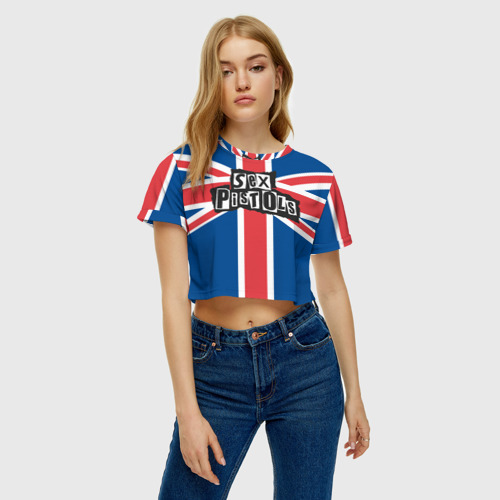 Женская футболка Crop-top 3D Sex Pistols - панк рок, цвет 3D печать - фото 4