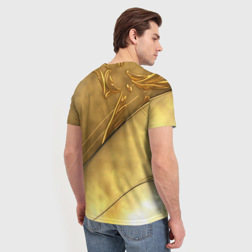 Мужская футболка 3D с принтом Фэнтази девушка в золоте, вид сзади #2