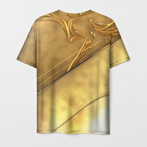 Мужская футболка 3D с принтом Фэнтази девушка в золоте, вид сзади #1