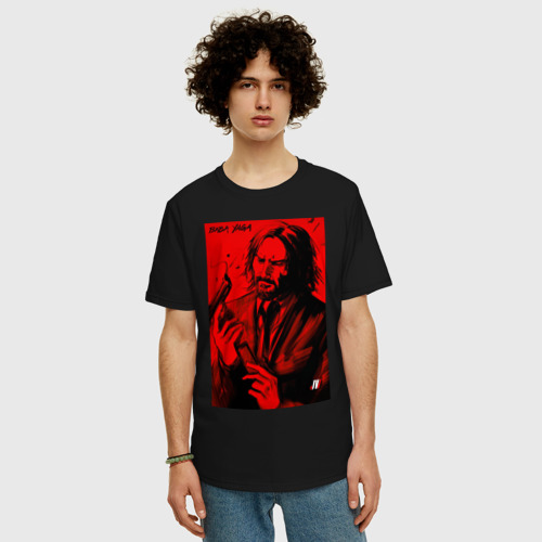 Мужская футболка хлопок Oversize с принтом John Wick Baba Yaga art, фото на моделе #1