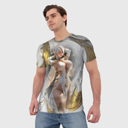 Мужская футболка 3D Девушка с аппетитными формами в золотом - фото 2