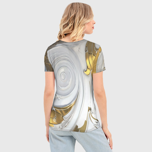 Женская футболка 3D Slim Девушка с аппетитными формами в золотом, цвет 3D печать - фото 4