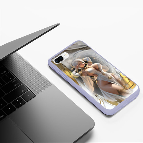 Чехол для iPhone 7Plus/8 Plus матовый Девушка с аппетитными формами в золотом, цвет светло-сиреневый - фото 5