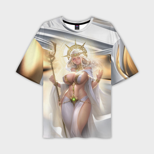 Мужская футболка oversize 3D Fantasy girl gold, цвет 3D печать