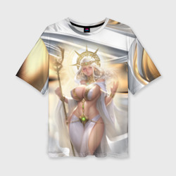 Женская футболка oversize 3D Fantasy girl gold