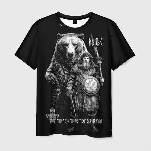 Мужская футболка 3D Велес с большим медведем, цвет 3D печать