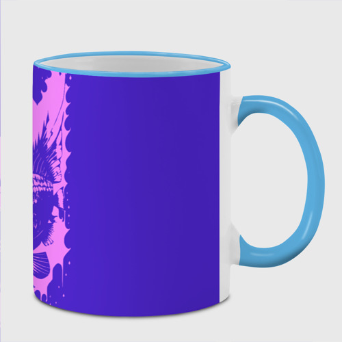 Кружка с полной запечаткой Абстрактная розовая рыба и чернильные пятна, цвет Кант небесно-голубой