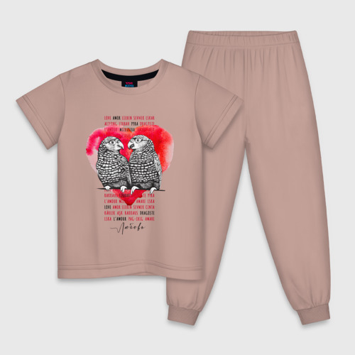 Детская пижама хлопок с принтом Любовь Love Amore, вид спереди #2