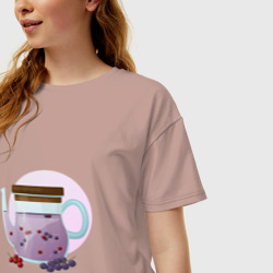 Женская футболка хлопок Oversize Чай со смородиной - фото 2