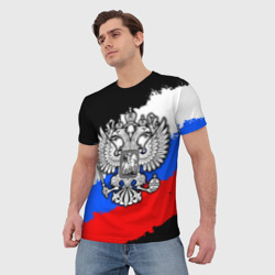 Мужская футболка 3D Триколор - герб РФ - фото 2