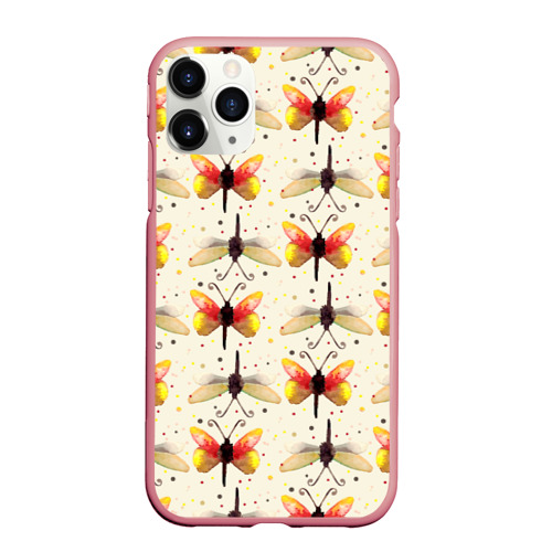 Чехол для iPhone 11 Pro Max матовый Стрекозы и бабочки, цвет баблгам