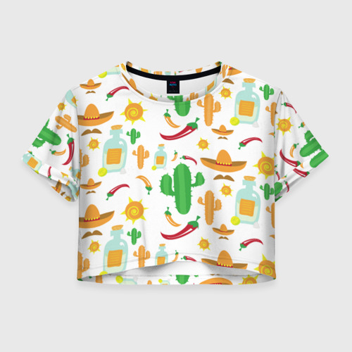 Женская футболка Crop-top 3D Мексиканский стиль, цвет 3D печать