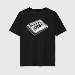Женская футболка хлопок Oversize Music tape