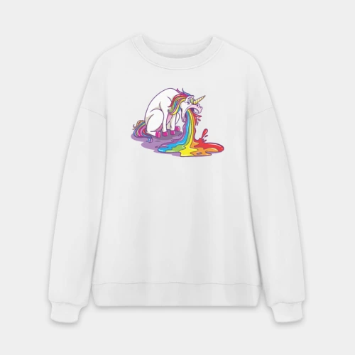 Мужской свитшот oversize без начеса хлопок Единорог и радуга
