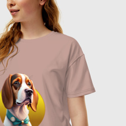 Женская футболка хлопок Oversize Глаза бигля - фото 2