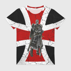 Женская футболка 3D Рыцарь на фоне мальтийского креста