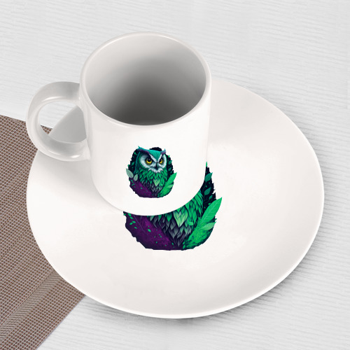 Набор: тарелка + кружка Изумрудная сова - фото 3