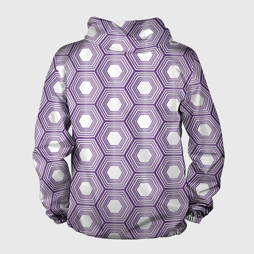 Мужская ветровка 3D Шестиугольники фиолетовые, цвет белый - фото 2