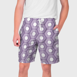 Мужские шорты 3D Шестиугольники фиолетовые