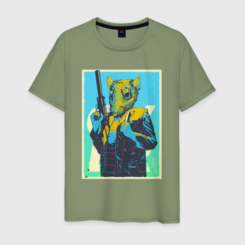 Мужская футболка хлопок Опасный Рихтер, цвет авокадо