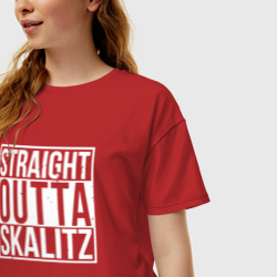 Женская футболка хлопок Oversize Straight Outta Skalitz - фото 2