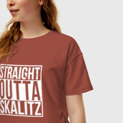 Женская футболка хлопок Oversize Straight Outta Skalitz - фото 2