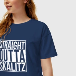 Женская футболка хлопок Oversize Straight Outta Skalitz - фото 2