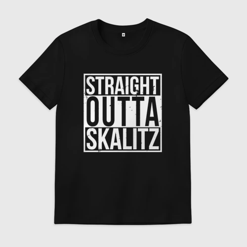Мужская футболка хлопок с принтом Straight Outta Skalitz, вид спереди #2
