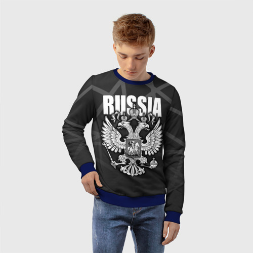 Детский свитшот 3D с принтом Russia - герб РФ, фото на моделе #1