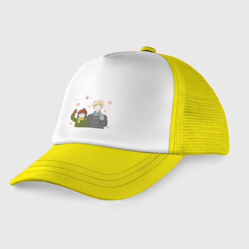 Детская кепка тракер Долой безделье - пара, цвет желтый