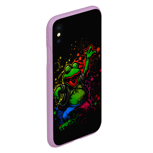 Чехол для iPhone XS Max матовый с принтом Лягушонок Пепе веселится с граффити, вид сбоку #3