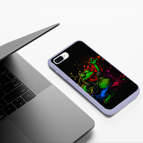 Чехол для iPhone 7Plus/8 Plus матовый Лягушонок Пепе веселится с граффити, цвет светло-сиреневый - фото 5