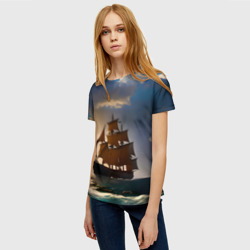 Женская футболка 3D Парусный корабль галеон - фото 2
