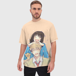 Мужская футболка oversize 3D Мицуми и Сосуке - Долой безделье - фото 2