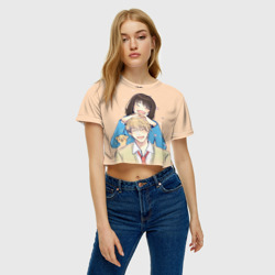 Женская футболка Crop-top 3D Мицуми и Сосуке - Долой безделье - фото 2