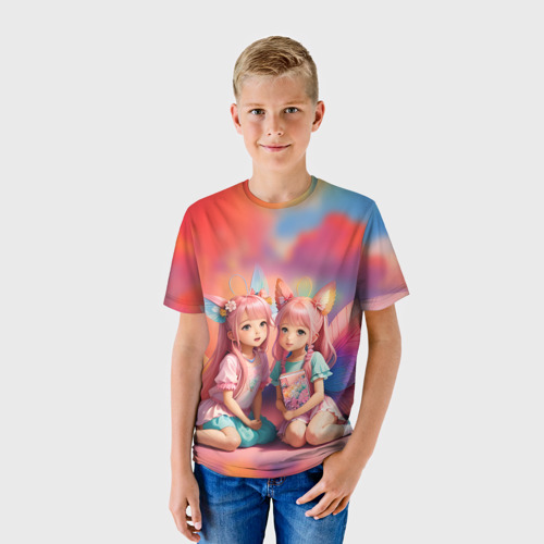 Детская футболка 3D с принтом Девочки феи, фото на моделе #1
