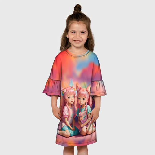 Детское платье 3D с принтом Девочки феи, вид сбоку #3