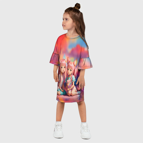 Детское платье 3D с принтом Девочки феи, фото на моделе #1