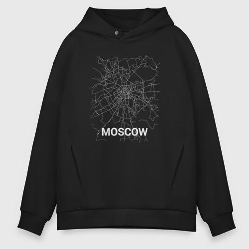 Мужское худи Oversize хлопок Moscow map, цвет черный