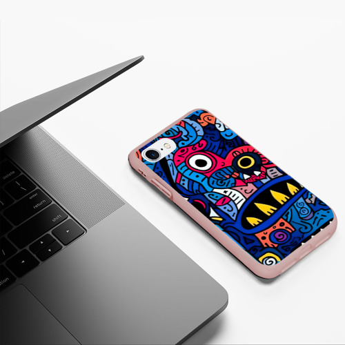 Чехол для iPhone 7/8 матовый с принтом Монстры в синем и розовом - нейросеть, фото #5