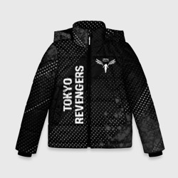 Зимняя куртка для мальчиков 3D Tokyo Revengers glitch на темном фоне: надпись, символ