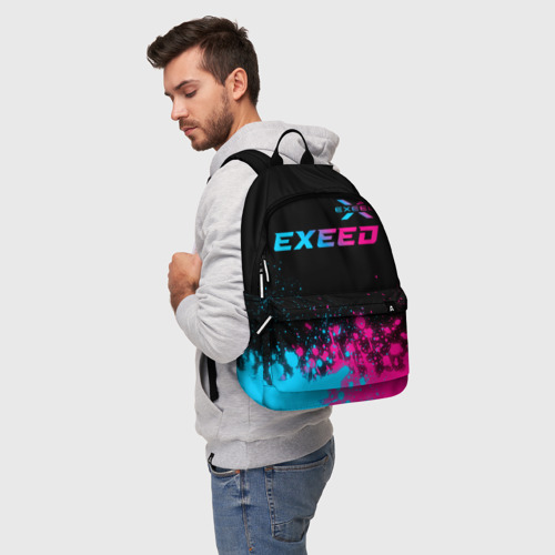 Рюкзак 3D с принтом Exeed - neon gradient: символ сверху, фото на моделе #1